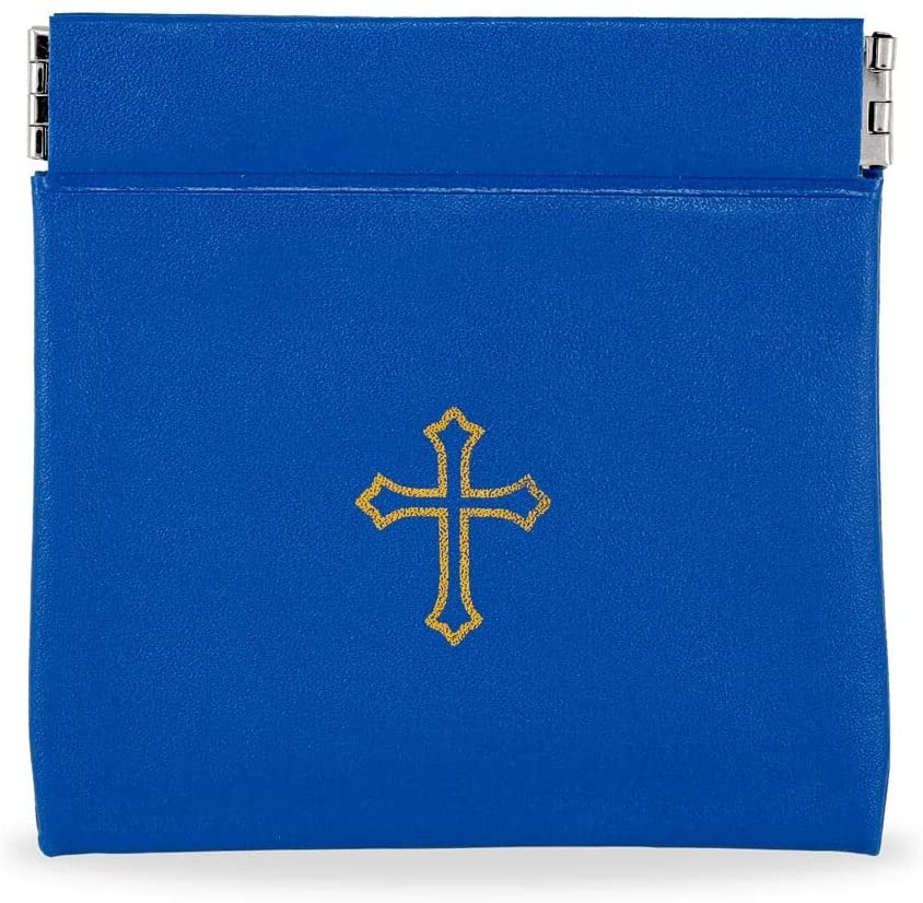 Vinyl Rosary Case with Spring Closure and Gold Cross Imprint
