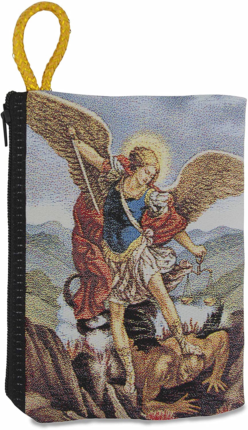 Religious Gifts St Saint Michael Tapestry Keepsake Rosary Icon Pouch