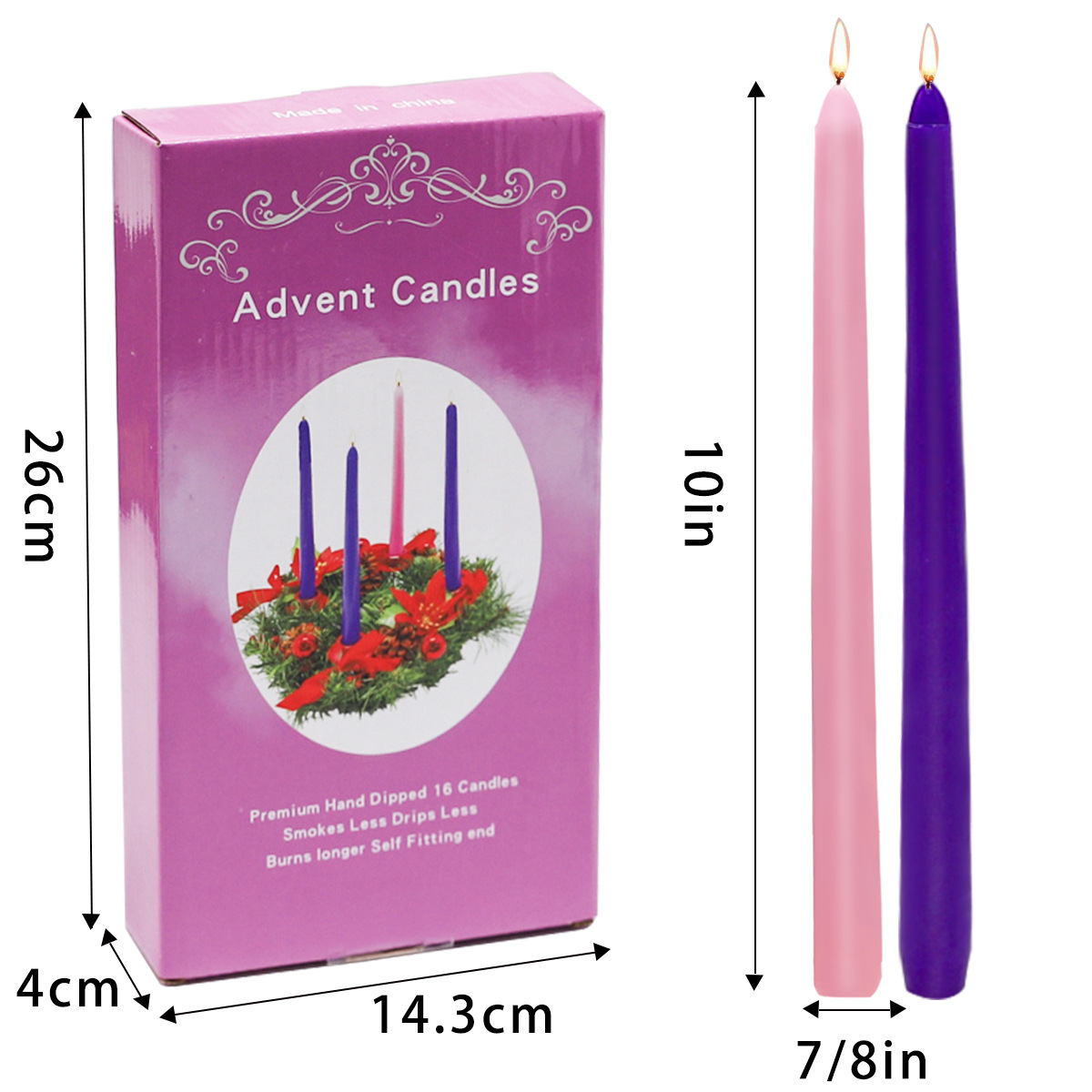 Unscented Christmas Advent Dome Top Pillar Candles