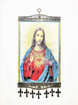 Religious Icon Most Sacred Heart of Jesus Wall Hanging Tapestry Banner