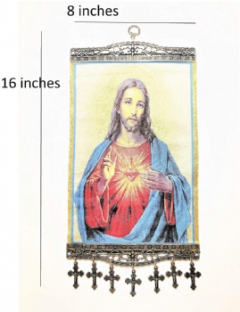 Religious Icon Most Sacred Heart of Jesus Wall Hanging Tapestry Banner