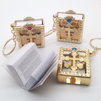 Mini Bible Keychain Small Holy Bible Key Ring Religious Jesus Keychain